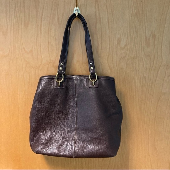 COACH Penelope Soft Pebbled Turnlock Carryall Deep Brown Tote Bag - Picture 9 of 9